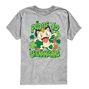 Boys 8-20 Pokémon Meowth Prone To Shenanigans Graphic Tee
