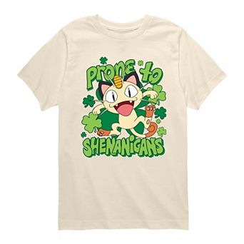 Boys 8-20 Pokémon Meowth Prone To Shenanigans Graphic Tee