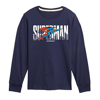 Boys 8-20 Superman Pose Logo Long Sleeve Graphic Tee