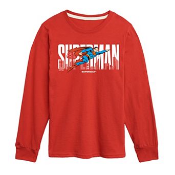 Boys 8-20 Superman Pose Logo Long Sleeve Graphic Tee