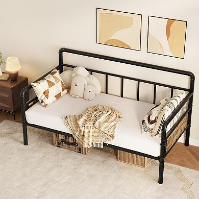 Metal Daybed Frame Twin Size, Heavy Duty Metal Twin Bed Frame, Daybed for Living Room Bedroom Guest