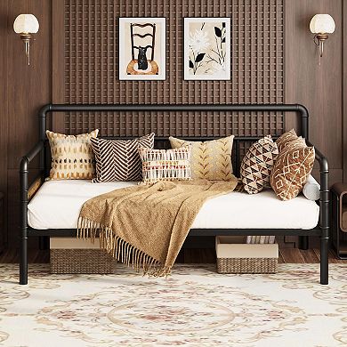 Metal Daybed Frame Twin Size, Heavy Duty Metal Twin Bed Frame, Daybed for Living Room Bedroom Guest