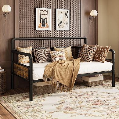 Metal Daybed Frame Twin Size, Heavy Duty Metal Twin Bed Frame, Daybed for Living Room Bedroom Guest