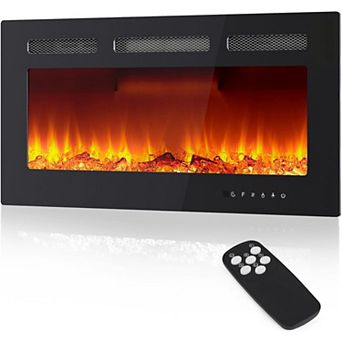 Modern 36 Inch Wall Built-in Electric Fireplace Heater for Bedrooms, Living Room