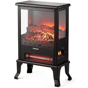 Freestanding Electric Fireplace Stove for Living Room Bedroom Home Decor, Black