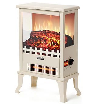 Freestanding Electric Fireplace Stove for Living Room Bedroom Home Decor, White