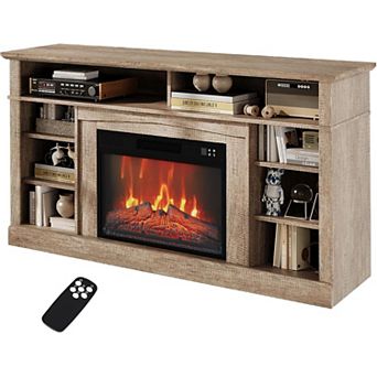 Modern 58 Inch Fireplace TV Stand with 23" Electric Fireplace Heater