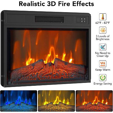 Modern 58 Inch Fireplace TV Stand with 23" Electric Fireplace Heater