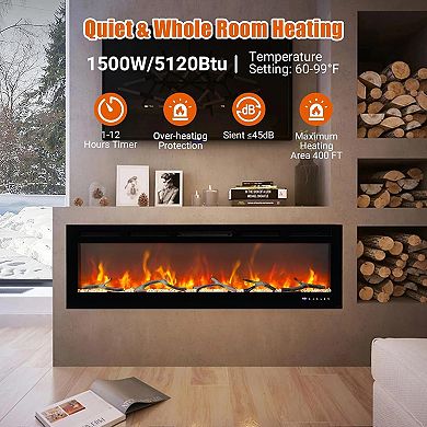 23-in Infrared Electric Fireplace Log Set 1500W Black