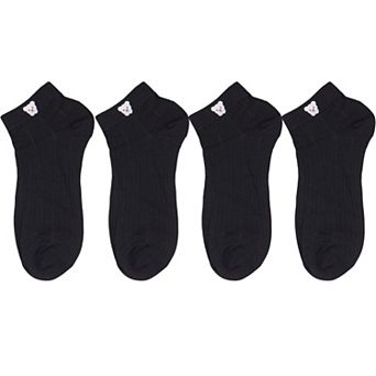 4 Pairs Women's Ankle Mesh Socks with Bear Embroidery Lightweight Breathable Knit and Elastic Cuffs