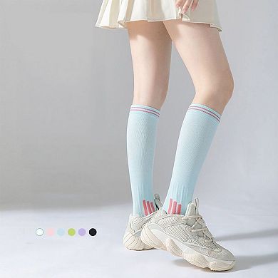 3-Pair Set Knee-High Compression Athletic Socks Breathable Anti-Slip Support Design