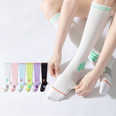 3-Pair Set Knee-High Compression Athletic Socks Breathable Anti-Slip Support Design