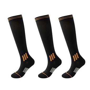 3-Pair Set Knee-High Compression Athletic Socks Breathable Anti-Slip Support Design