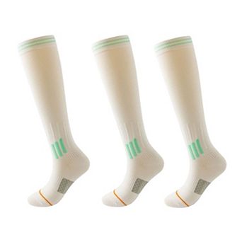 3-Pair Set Knee-High Compression Athletic Socks Breathable Anti-Slip Support Design