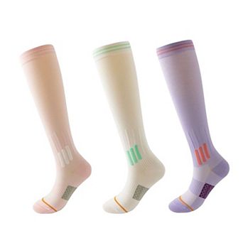 3-Pair Set Knee-High Compression Athletic Socks Breathable Anti-Slip Support Design