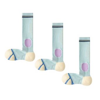 Women's 3-Pair Set Colorblock Athletic Knee-High Socks with Cushioned Heel Arch Support