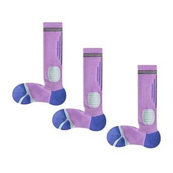 Women's 3-Pair Set Colorblock Athletic Knee-High Socks with Cushioned Heel Arch Support