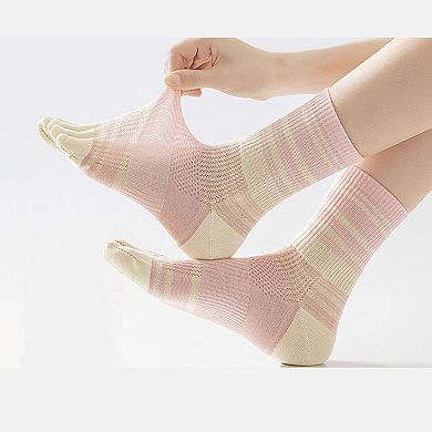 2 Pairs Women's Breathable Five-Toe Socks with Arch Support and Anti-Odor Lycra Stretch