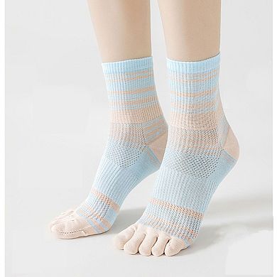 2 Pairs Women's Breathable Five-Toe Socks with Arch Support and Anti-Odor Lycra Stretch