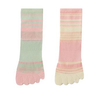 2 Pairs Women's Breathable Five-Toe Socks with Arch Support and Anti-Odor Lycra Stretch