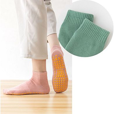 5 Pairs Anti-Slip Grip Socks with PVC Bottom for Stability and Comfort in Multiple Color Options