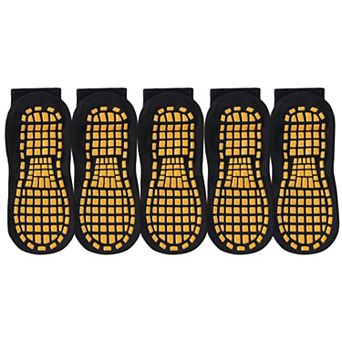 5 Pairs Anti-Slip Grip Socks with PVC Bottom for Stability and Comfort in Multiple Color Options