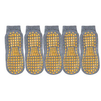 5 Pairs Anti-Slip Grip Socks with PVC Bottom for Stability and Comfort in Multiple Color Options