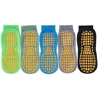 5 Pairs Anti-Slip Grip Socks with PVC Bottom for Stability and Comfort in Multiple Color Options