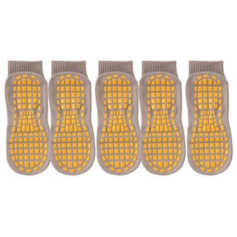 5 Pairs Anti-Slip Grip Socks with PVC Bottom for Stability and Comfort in Multiple Color Options