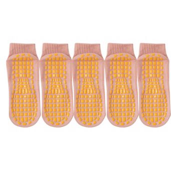 5 Pairs Anti-Slip Grip Socks with PVC Bottom for Stability and Comfort in Multiple Color Options