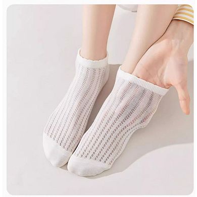 Women's 3-Pack Minimalist Knit Ankle Socks Mixed Pattern Design Soft Cotton Low-Cut Style