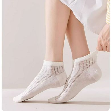 Women's 3-Pack Minimalist Knit Ankle Socks Mixed Pattern Design Soft Cotton Low-Cut Style