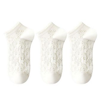 Women's 3-Pack Minimalist Knit Ankle Socks Mixed Pattern Design Soft Cotton Low-Cut Style