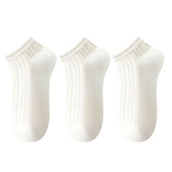 Women's 3-Pack Minimalist Knit Ankle Socks Mixed Pattern Design Soft Cotton Low-Cut Style