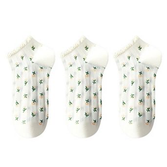 Women's 3-Pack Minimalist Knit Ankle Socks Mixed Pattern Design Soft Cotton Low-Cut Style