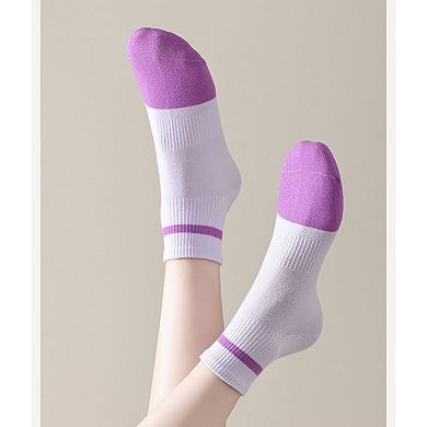 4 Pairs Women's Seamless Cotton Ankle Socks Breathable Stretch Ribbed Cuff