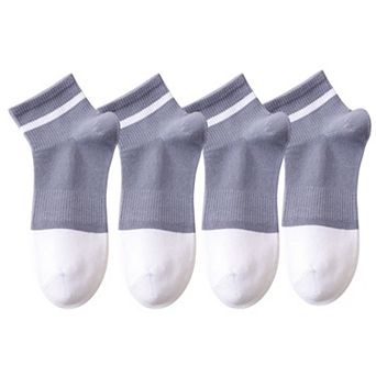 4 Pairs Women's Seamless Cotton Ankle Socks Breathable Stretch Ribbed Cuff