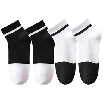 4 Pairs Women's Seamless Cotton Ankle Socks Breathable Stretch Ribbed Cuff