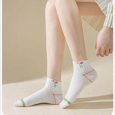 5 Pairs Women's Low Cut Socks with Polka Dot and Stripe Patterns Soft Cotton Anti-Pilling Casual