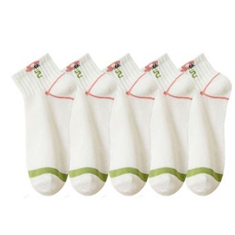 5 Pairs Women's Low Cut Socks with Polka Dot and Stripe Patterns Soft Cotton Anti-Pilling Casual