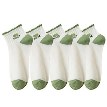 5 Pairs Women's Low Cut Socks with Polka Dot and Stripe Patterns Soft Cotton Anti-Pilling Casual