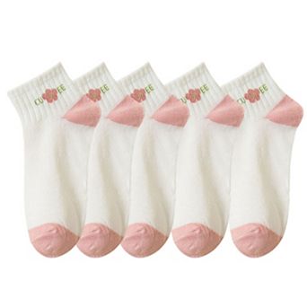 5 Pairs Women's Low Cut Socks with Polka Dot and Stripe Patterns Soft Cotton Anti-Pilling Casual