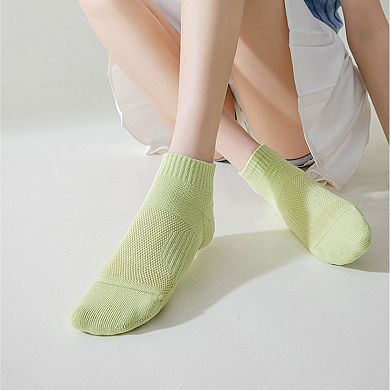 3 Pairs Women's Ankle Athletic Socks Soft Cotton Cushioned Breathable Design with Ribbed Cuffs