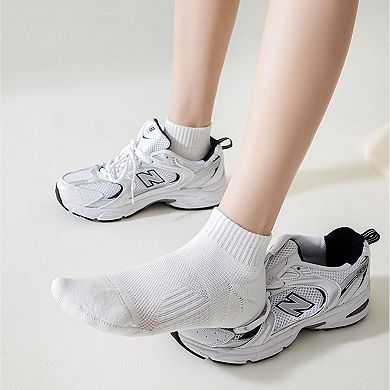 3 Pairs Women's Ankle Athletic Socks Soft Cotton Cushioned Breathable Design with Ribbed Cuffs