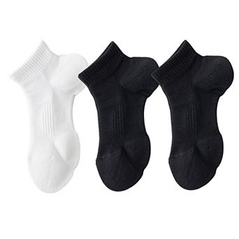 3 Pairs Women's Ankle Athletic Socks Soft Cotton Cushioned Breathable Design with Ribbed Cuffs