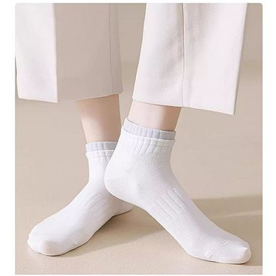 Women's 3-Pack Ribbed Ankle Socks with Contrast Color Cuffs Soft Cotton Stretch Design