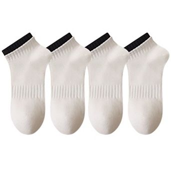 Women's 3-Pack Ribbed Ankle Socks with Contrast Color Cuffs Soft Cotton Stretch Design