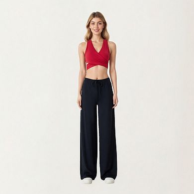 Women's High Waist Wide Leg Lounge Pants with Adjustable Drawstring Waistband