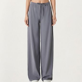 Women's High Waist Wide Leg Lounge Pants with Adjustable Drawstring Waistband