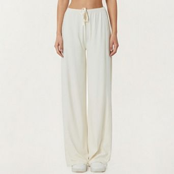 Women's High Waist Wide Leg Lounge Pants with Adjustable Drawstring Waistband